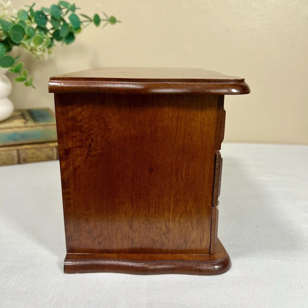 Vintage Wood Jewelry Box | Velvet Lined